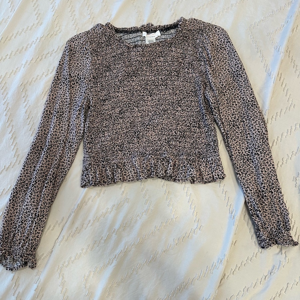 Leopard Print Cropped Blouse